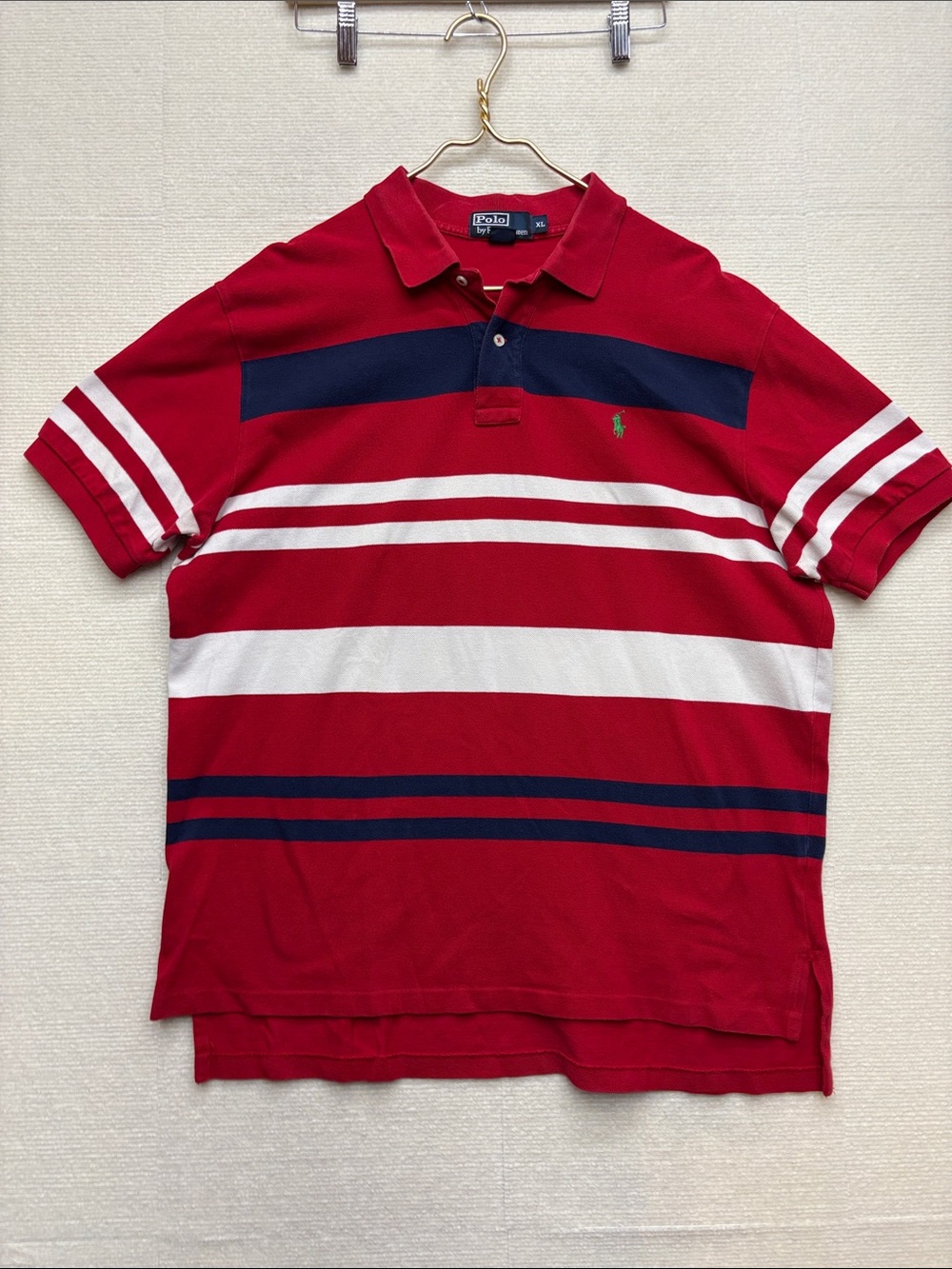 Polo by Ralph Lauren Red, Navy & White Striped Short-Sleeve Polo XL